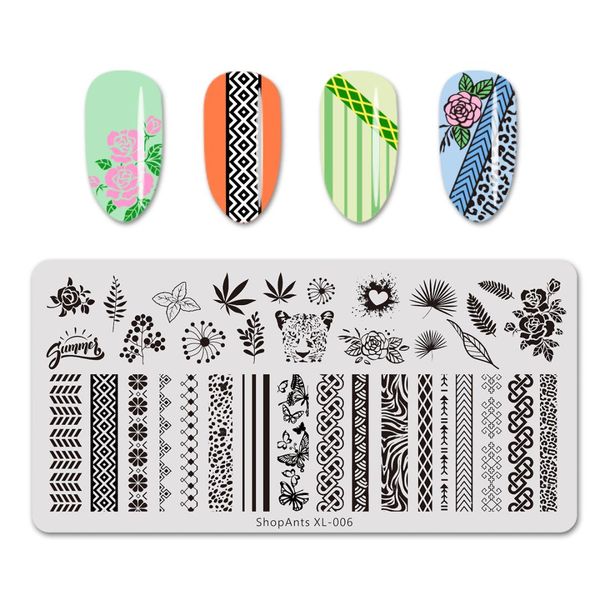 

nail stamping plates cheetah striped leaves heart elements nature image nail stencil art stamping plate without paper box, White