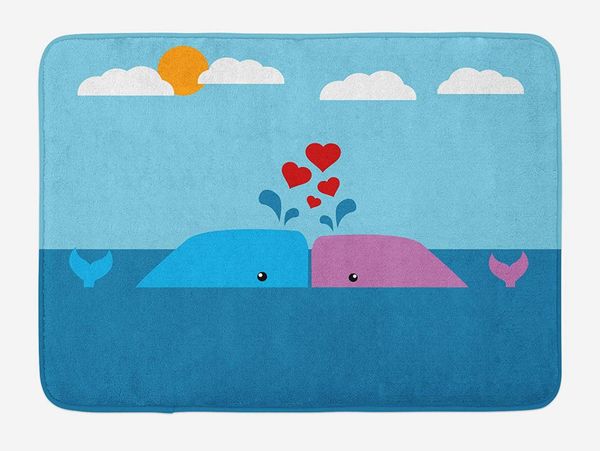 

whale doormat art of romantic love valentine's whales in ocean with sun and clouds animal fun home decor door floor mat rugs