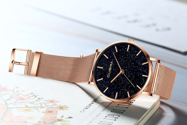 

2020 ultra thin stardust watch montres femme ladies watch starry sky diamond dial women bracelet watches magnetic stainless #n03, Slivery;brown