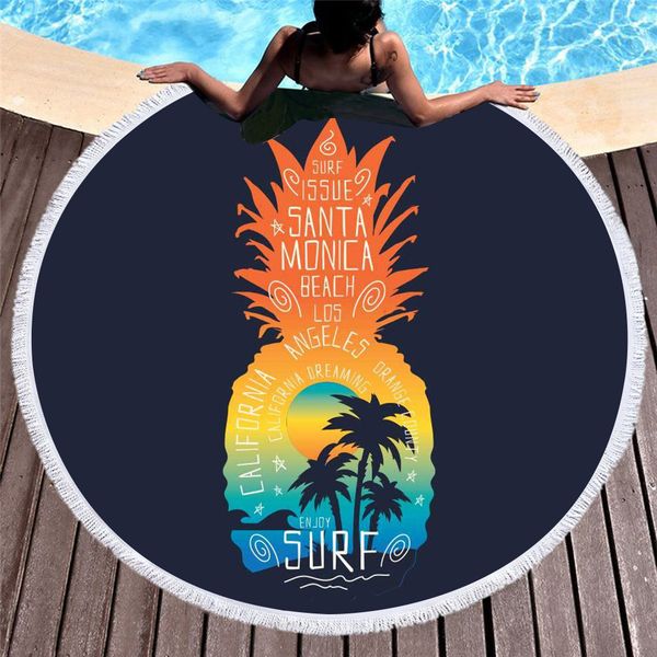 Acheter Profitez De Surf Californie Rêver Ronde Serviette De Plage Microfibre Adultes Grand épais Tissu éponge Blaket Mat Serviette De Plage De 2614