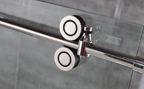 

diyhd 5ft/6.6ft frameless sliding shower door hardware inline barn shower stainless steel satin/ chrome finish roller kit