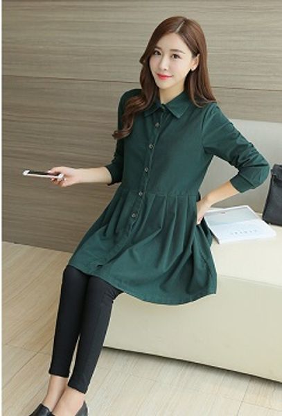 

3 color formal office maternity dresses for women autumn spring lapel corduroy pregnancy clothes for pregnant women, White