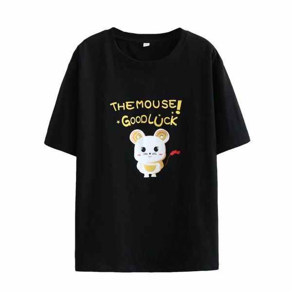 

women summer t-shirt lady tees female letters cartoon short sleeve preppy style fashion plus size a13-8005, White