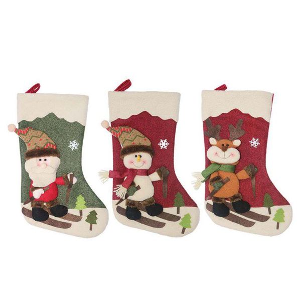 

3pcs/set christmas socks christmas decoration reindeer santa claus snowman snowflake design xmas socks