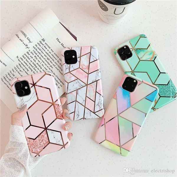 

colorful marble grain for iphone 11 pro 11 pro max anti-knock tpu phone case protect cover shockproof soft case uk0001
