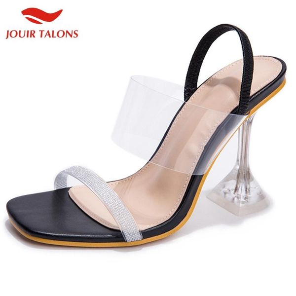 

new arrivals wholesale big size 43 clear high heels party shoes women summer woman sandals, Black