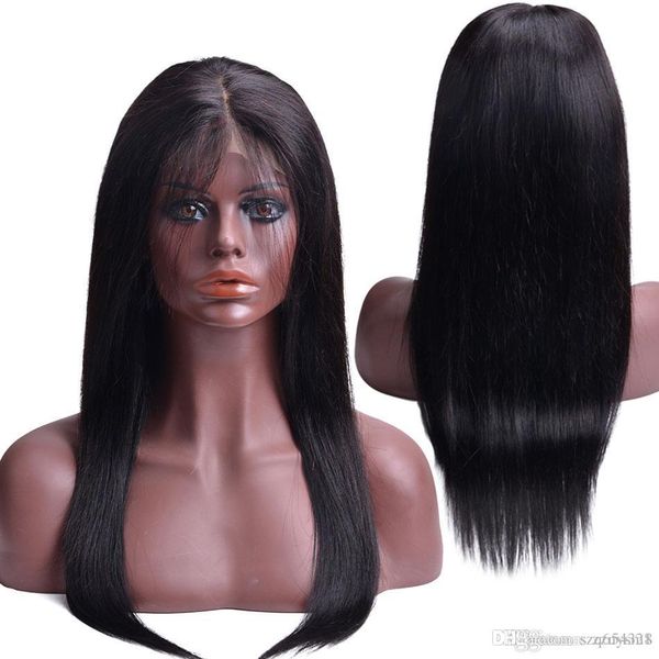 

24inch lace front human hair wigs 150% malaysian straight remy human hair lace wigs pre plucked hairline baby hair nysm0001, Black