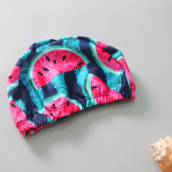 

watermelon print kids uv protection swimsuit baby girls long sleeve fruit beach zip swimwear hat clothes set monokini swimsuit, White