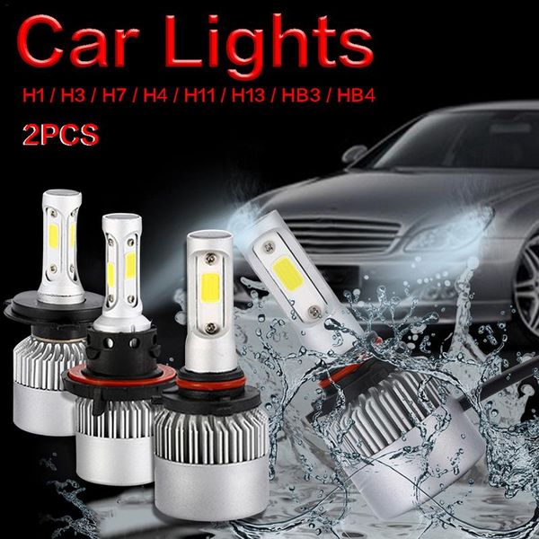

super bright 2pcs s2 car led headlight bulbs cob h1 h3 h4 h7 h11 h13 9005/hb3 9006/hb4 8000lm 6500k dc 9-32v led car head lamps