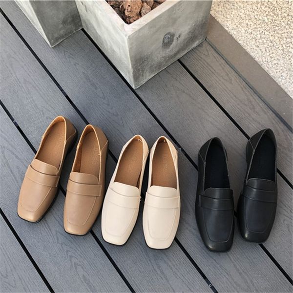 Hot Sale-2019 Le Square Season Fuxie Woman Soft Single Shoe Flat Bottom Low With Concise Women's England Small Leather Shoes Tide