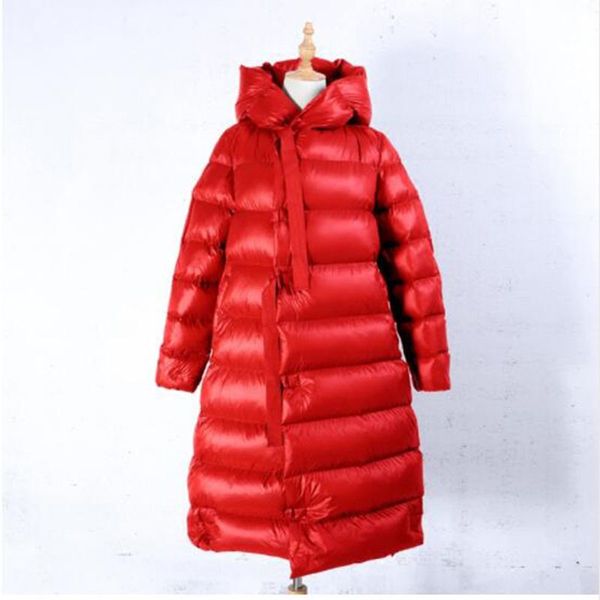 

winter 90% white duck down jacket women fashion long down coat parkas thickening female waterproof warm clothes, Black