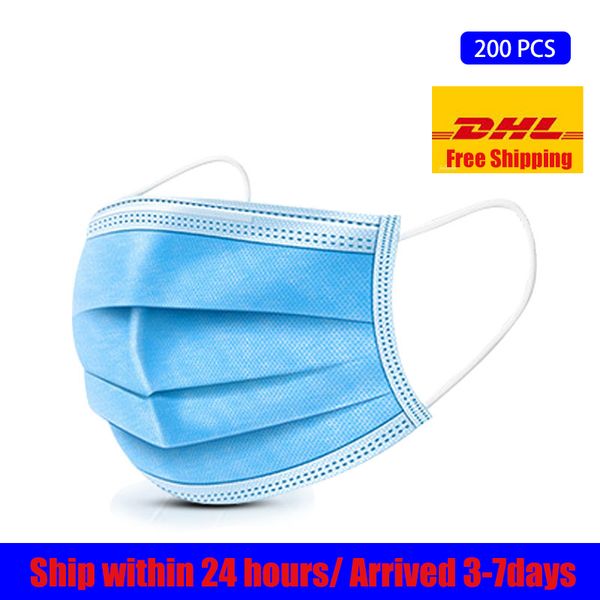 

200pcs dhl anti-dust antibacterial dustproof disposable earloop face mouth facial protective cover masks