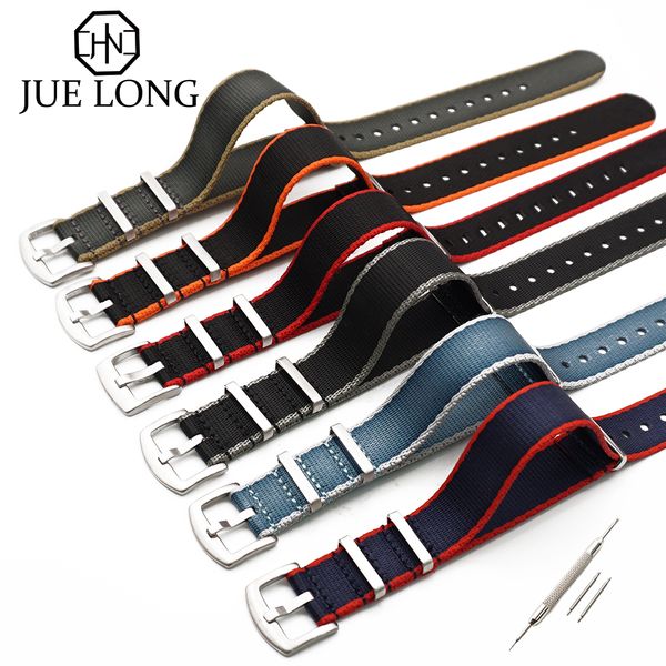 

20mm 22mm seatbelt watch band stainless steel buckle nato strap, Black;brown