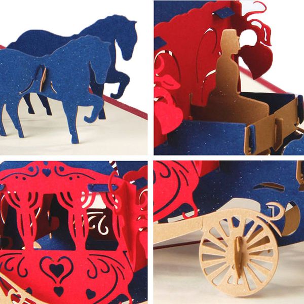 

christmas birthday valentine greeting card 3d love carriage up d08d