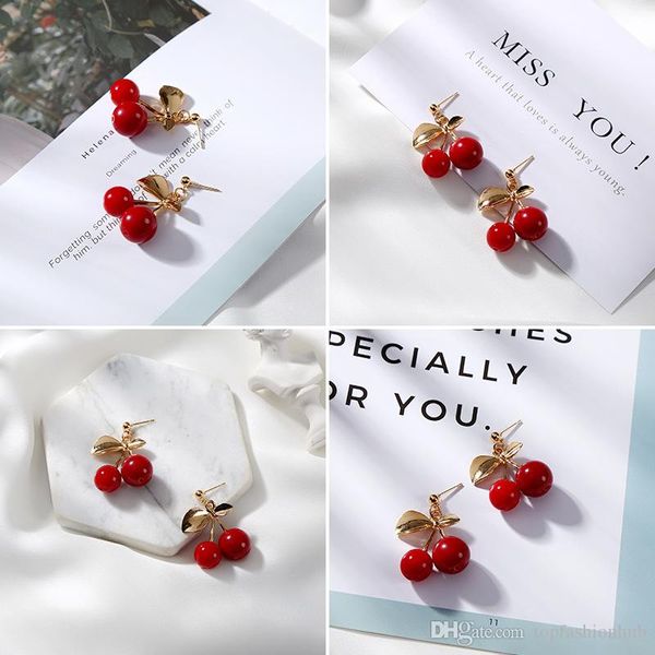 

korean fashion jewelry fashion accessories real cherry cherry stud earrings