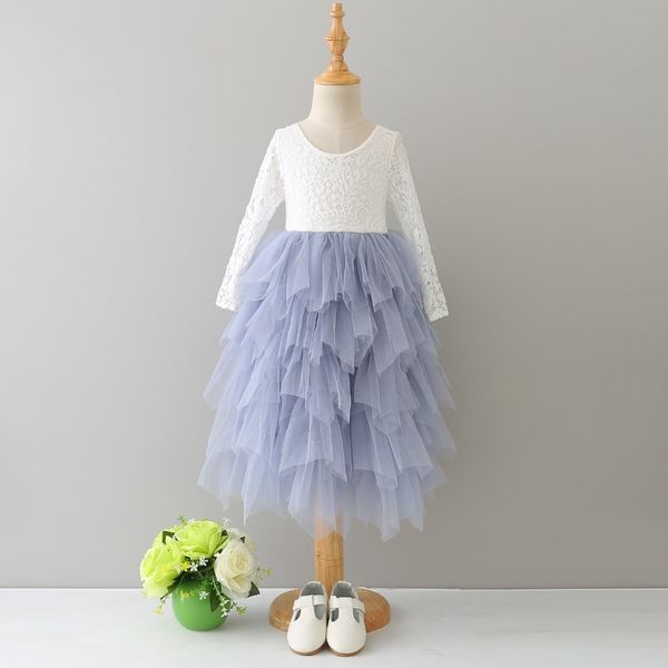 

retail girls summer sweet lace long sleeve tutu dress , girls wedding dress , girls party dress kids , bw888 y190518, Red;yellow