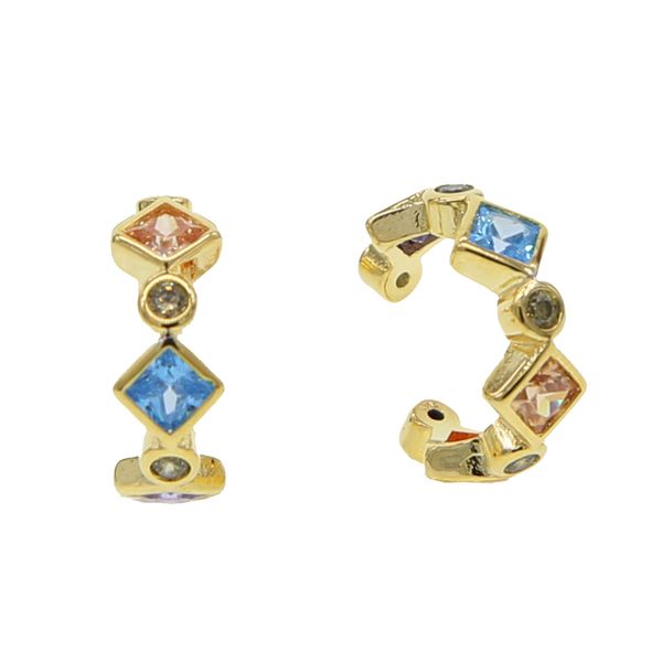 

1 piece cz rainbow design cute fashion luxury no piercing clip on earring ear cuffs women gold filled delicate fashion jewelry, Silver