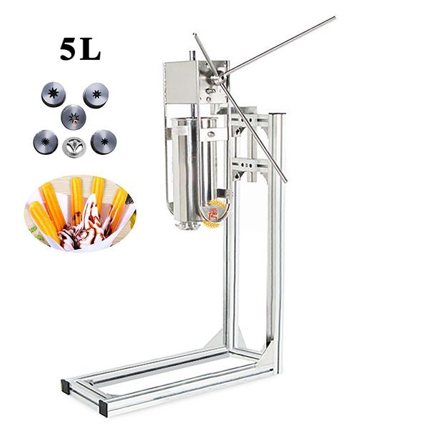 

6 nozzle stainless steel 5l manual vertical donut churros machine maker w/stand