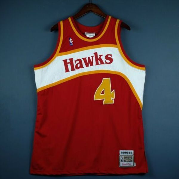 

100% stitched mitchell & ness spud webb 86 87 atl jersey size xs-5xl mens throwbacks basketball jerseys, Gray