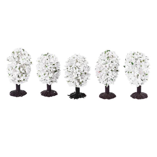 

5xmodel railway miniature winter white orbicular trees model train trees