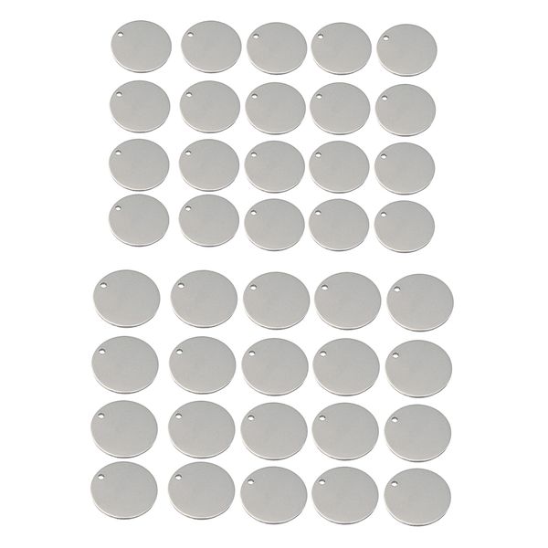 

40 pieces metal flat round circle blank coin stamping charms tag pendants engrave disc coins multiple sizes family member gift 15mm+18mm, Black