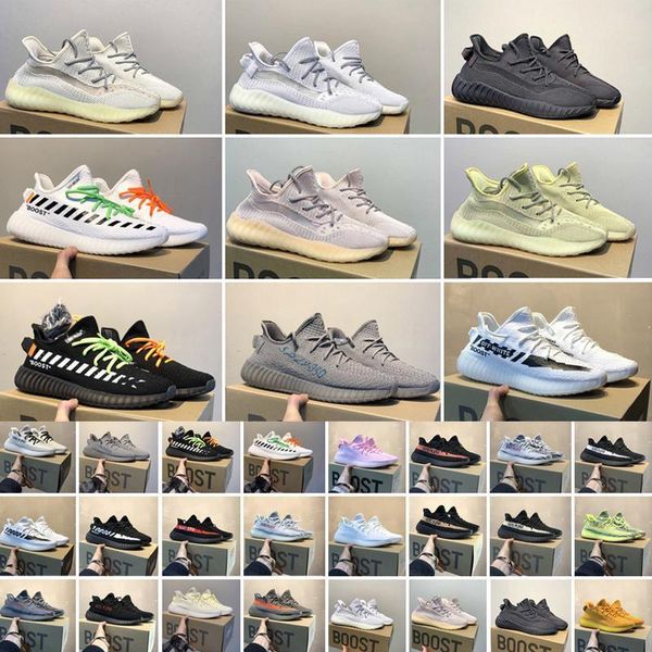 

с коробкой канье уэст adidas yeezy 350 v2 в черный светоотражающие свечение глины статические отдыха мужская обувь женская облако белого yec, Black