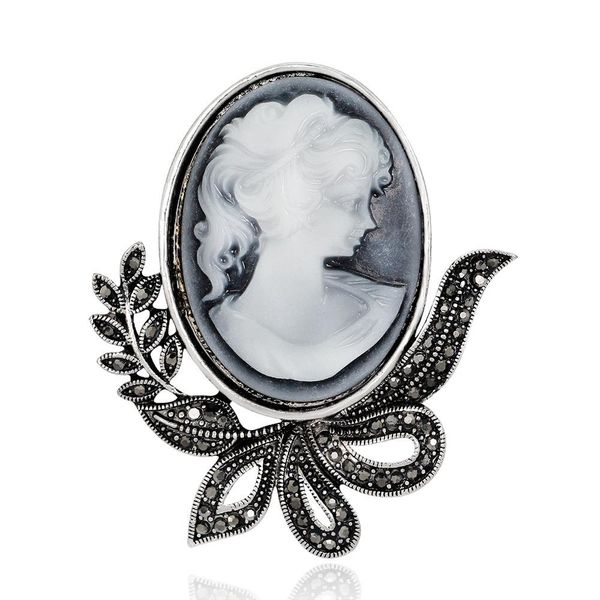 

european and american retro beauty brooch studded alloy personalized corsage clothing accessories factory outlet, Gray