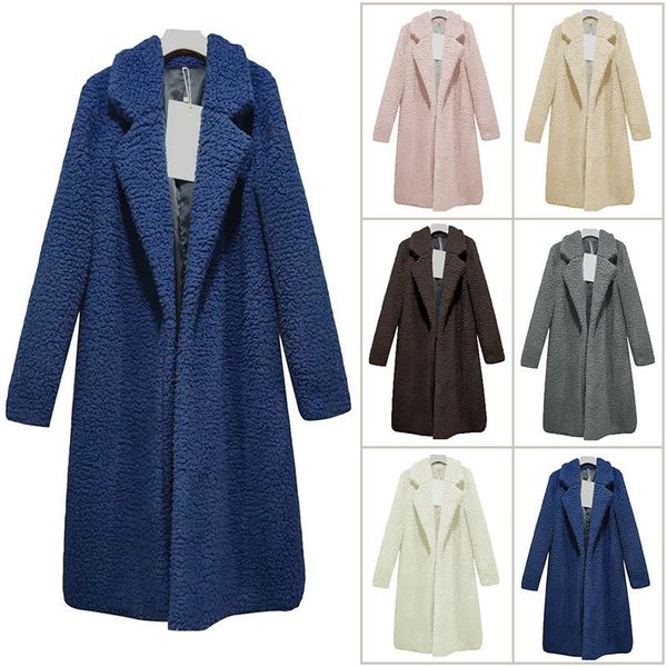 

elegant autumn winter women long coat jacket casual warm wool blends overcoat fashion solid long coats cgu 88, Black