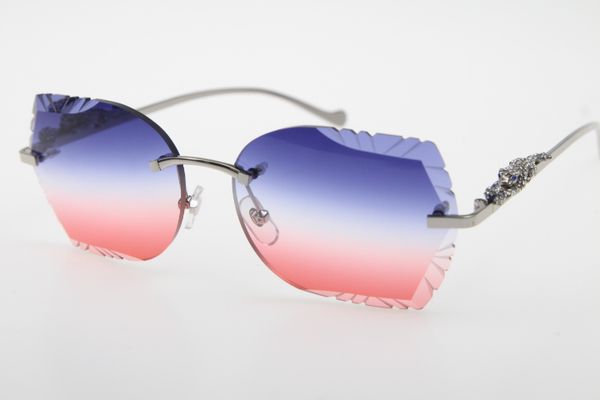 

2020 wholesale rimless sunglasses new carved lens t8200762 leopard series sunglasses new rimless glasses sunglasses with box, White;black