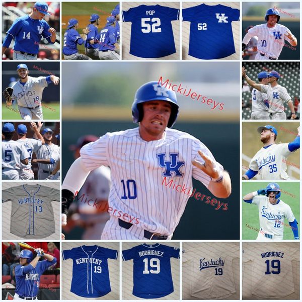 

Mens Custom NCAA Kentucky Wildcats Baseball Jersey Zeke Lewis Justin Olson Brett Marshall Kyle Music Jake Thompson Austin Schultz UK Jersey