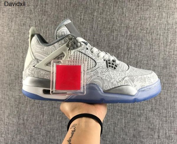 

new brand 4 white chrome metallic silver mens basketball designer shoes iv laser 30th anniversary fashion sports trainers quality