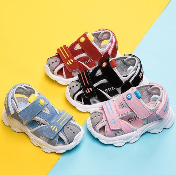 

summer baby sandals for girls boys soft bottom cloth children sport shoes fashion little kids beach sandals toddler shoes, Black;red