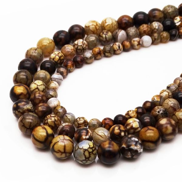 

natural stone coffee fire dragon vein agate pearl 6 8 10mm beads handmade diy production bracelet jewelry loose beads accessories, Black