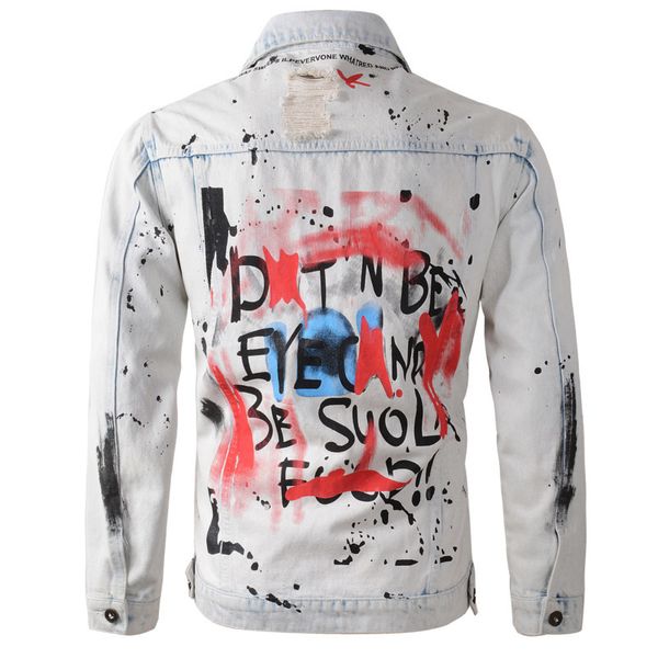 

mens 2020 luxury designer clothes biker denim coat men fashion brand print high street hip hop jean jacket windbreaker mens designer jackets, Black;brown