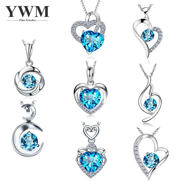 

ywm 925 sterling silver natural blue z pendant necklace all kind heart shape style classic jewelry for women lovers gift