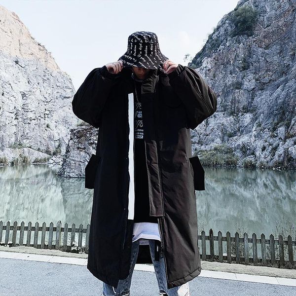 

обивка парки мягкий мужской тренч зимние куртки с капюшоном плюс размер винтаж уличная тонкий сгущает теплые повседневные пухлые пальто kk60, Black