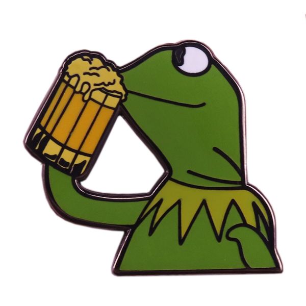 

Кермит пить пиво эмаль булавка Meme лягушка брошь моя хата смешной подарок значок т