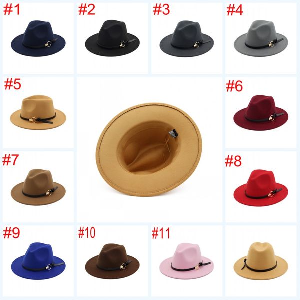 Chapéu de feltro de lã masculino trilby feminino vintage lã panamá fedora cloche boné de lã feltro jazz chapéus 11 cores