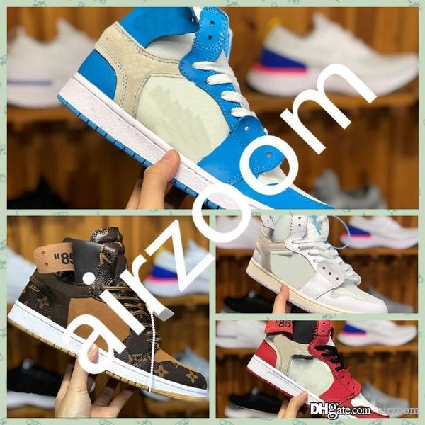 

j001hf 2019 горячие продажи хорошее качество мужчины женщины баскетбольная обувь 1 1s og off-w unc открытый тренеры белый спорт кроссовки si