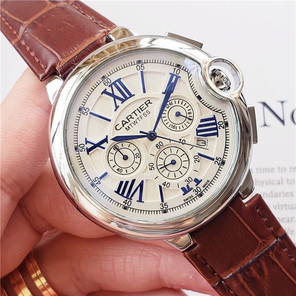 

Кожа Chronograph Рабочая высокого качества Марка Mens Роскошные часы для Человек моды ск