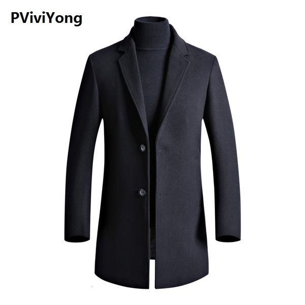 

pvviyong 2019 new aarival autumn&winter wool trench coat men,men's wool thicked jackets plus-size m-3xl x17819, Black