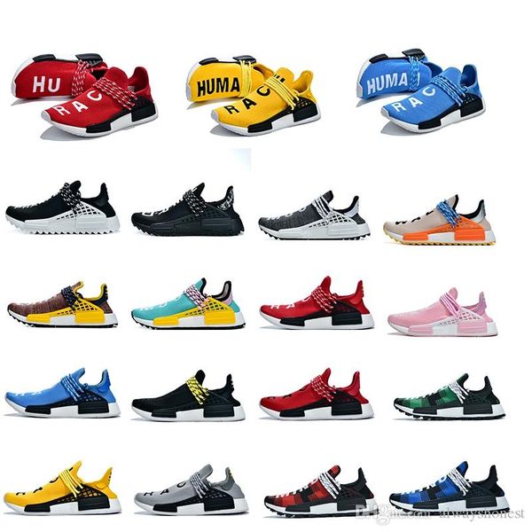 

2020 nmd human race mens running shoes with box pharrell williams sample yellow core black sport designer shoes women sneakers 36-45