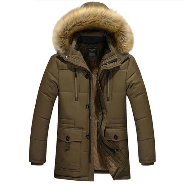 

4xl 5xl 2020 men leisure winter long jacket warm parka thicken fleece padded slim fit coat snow windbreaker male overcoat, Black