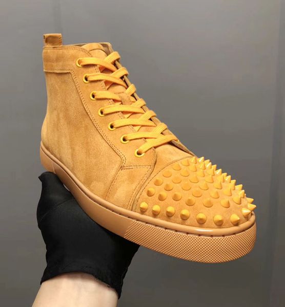

designer sneakers red bottom high pik pik spikes flats shoes for men women suede leather sneakers casual shoes with dust bag, Black