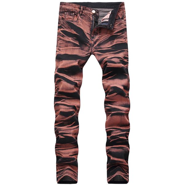 

мода цветные мужские джинсы весна дизайнер середины талии карандаш брюки повседневные мужские брюки с застежкой-молнией, Blue