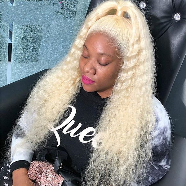 

hd transparent 613 honey blonde малазийского завитые фронт шнурок человеческих волос парики шнурок глубокой волны фронтальной парик для черн, Black