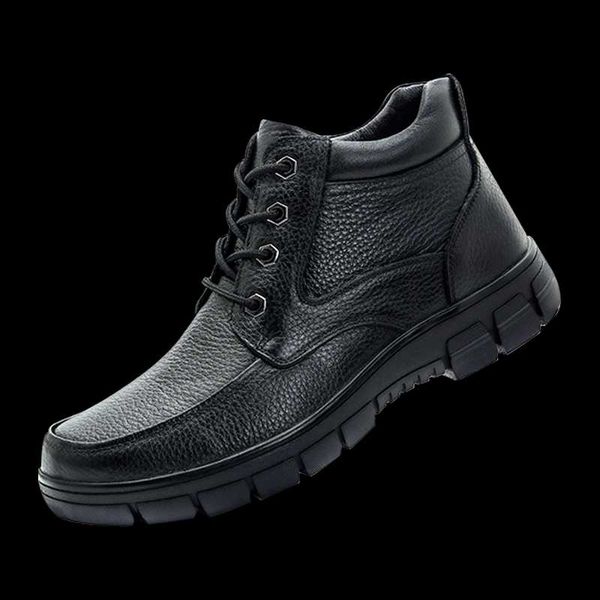

men winter shoes warm plush snow boots for men ankle boots lace up fashion men's casual shoes comfortable motorcycle 4, Black