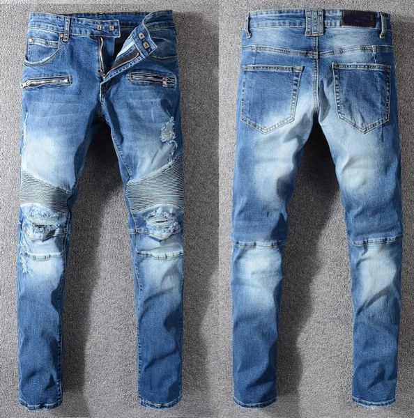 

tide brand designer mens pants explosion models fashion wild man boutique jeans outdoor luxury classic men stretch jeans, Blue