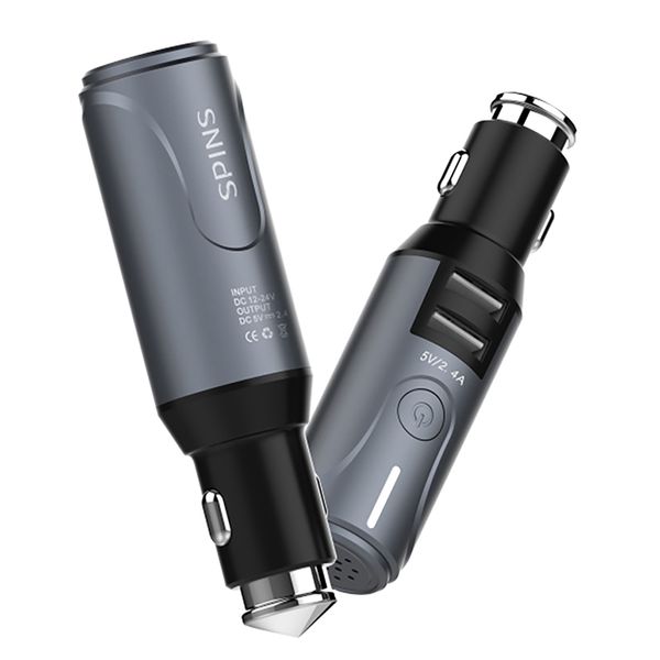 

car alcohol tester multifunction portable post-drink detector safety hammer smart dual usb car charger auto accessories