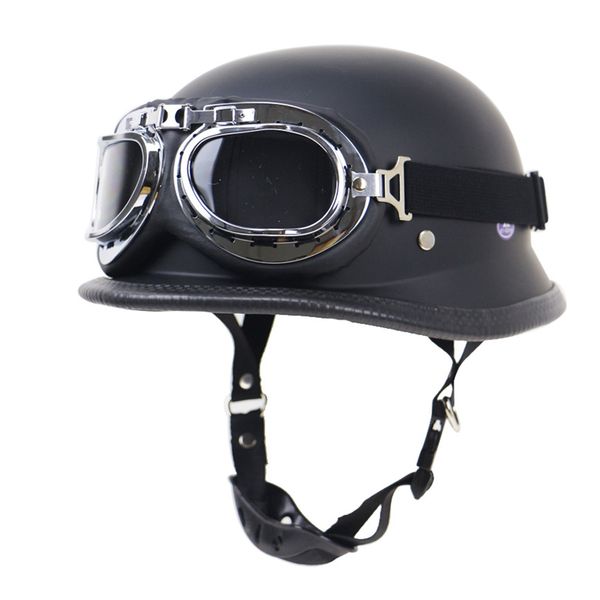 

german leather motorcycle helmet style black motorcycle open face half helmet chopper biker pilot